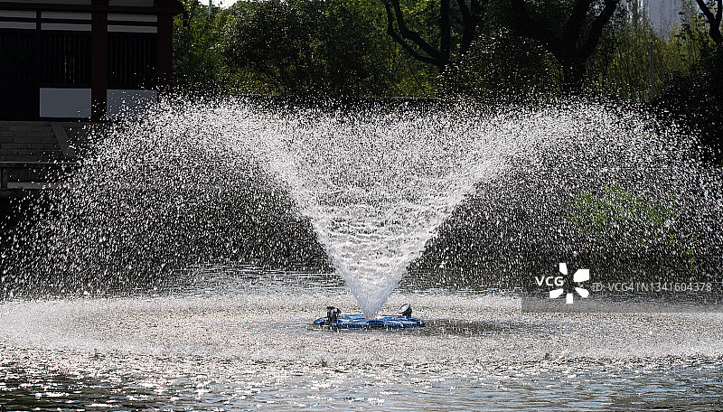 水池中的喷泉图片素材