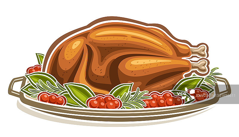 烤火鸡矢量插画图片素材