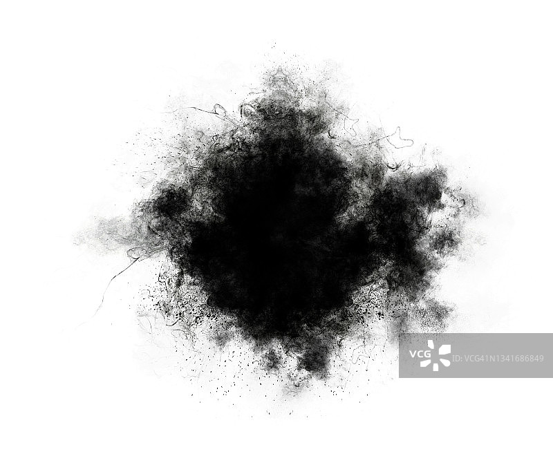 白色背景上的黑烟云爆炸图片素材
