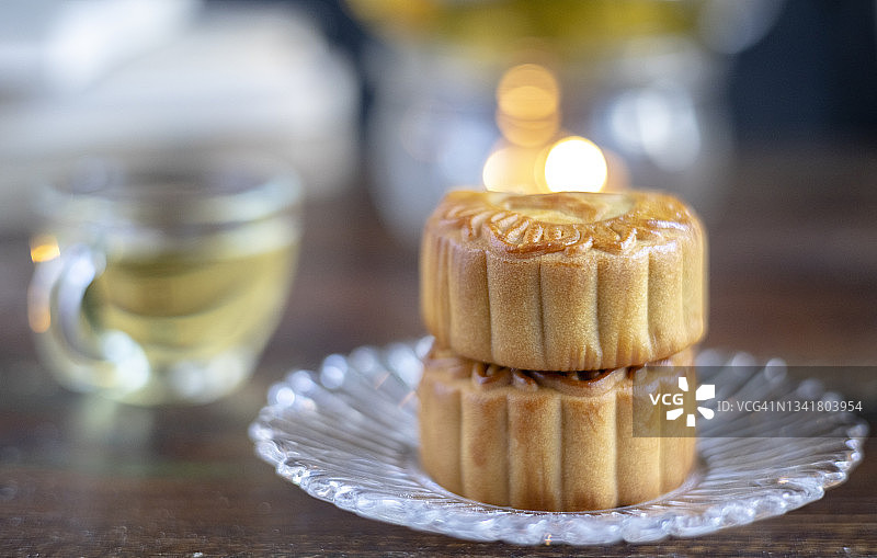 中国月饼和茶图片素材