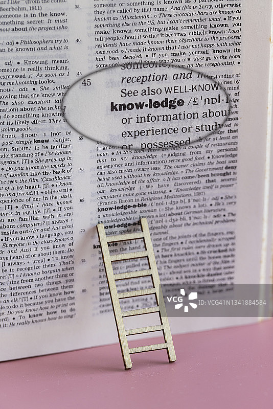 学习新知识的概念照片：通往英语词典的阶梯图片素材
