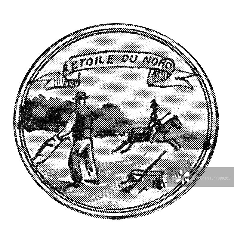 明尼苏达州州徽的古老雕刻插图图片素材