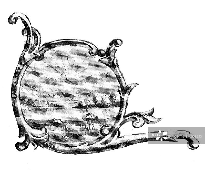 美国俄亥俄州印章古版画图片素材