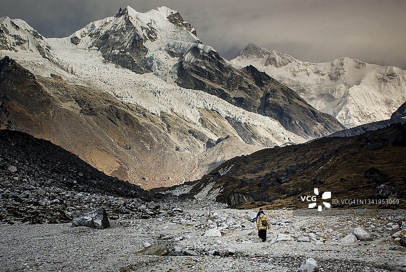 在印度锡金邦的徒步者图片素材