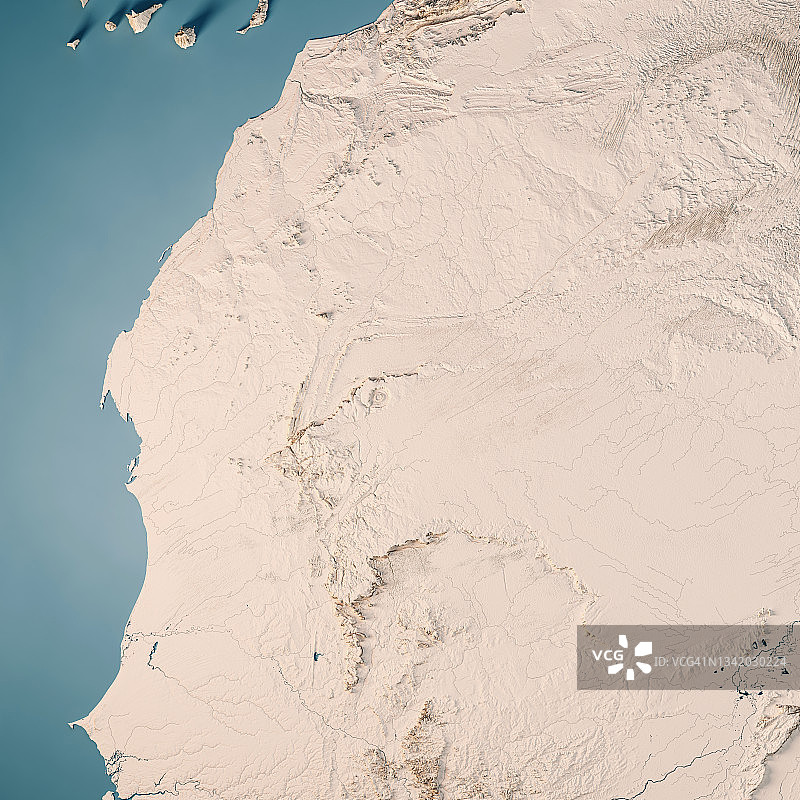毛里塔尼亚地形图3D渲染中性图片素材