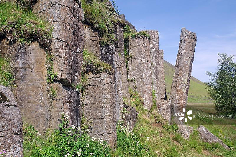 冰岛南部垂直玄武岩地貌图片素材