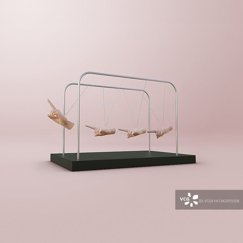 用手组成的牛顿摆图片素材