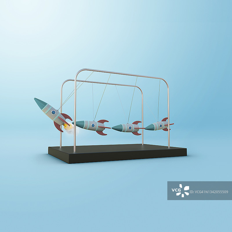 火箭组成的牛顿摆图片素材