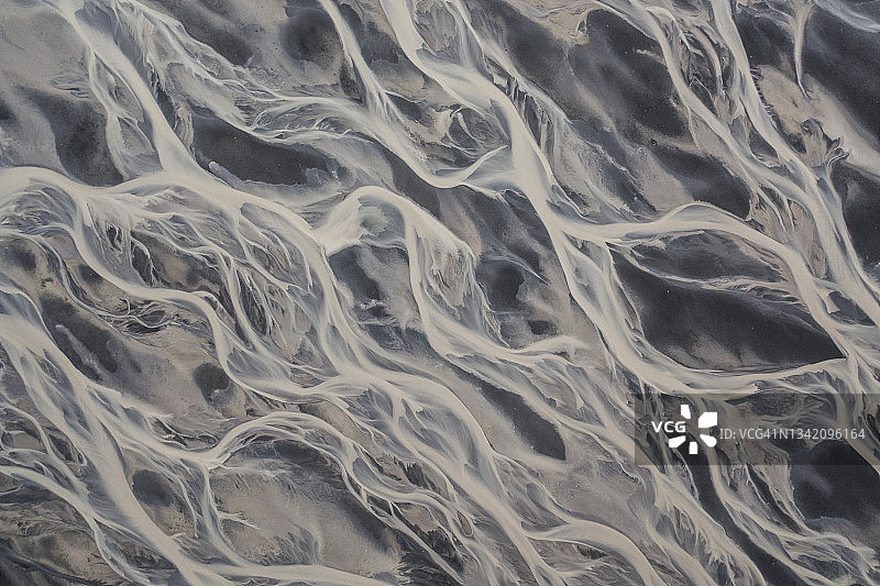 冰岛壮丽的辫状河，航拍视角图片素材