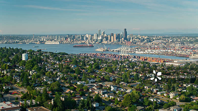 西雅图不同区域的航拍景色图片素材