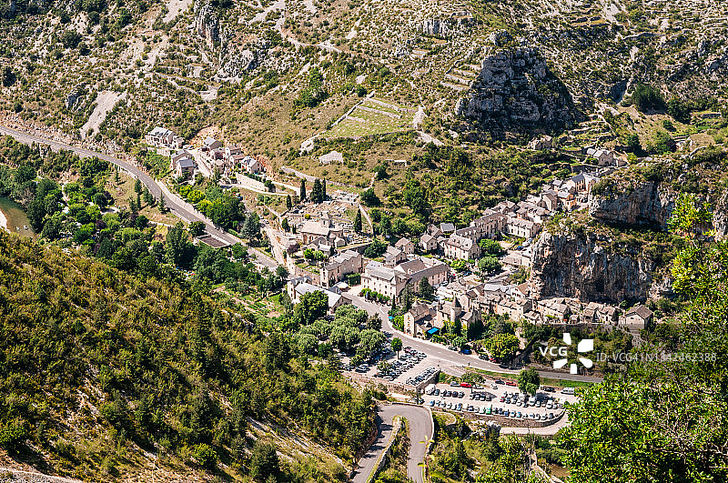 法国洛泽尔省塔恩河峡谷拉马莱讷村图片素材