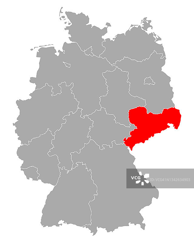 德国萨克森州地图图片素材