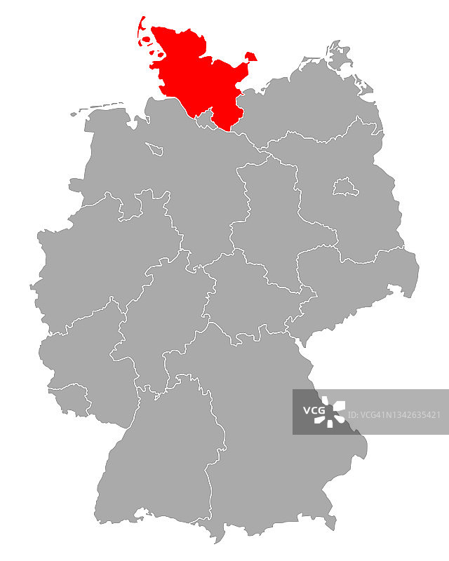德国石勒苏益格-荷尔斯泰因州地图图片素材