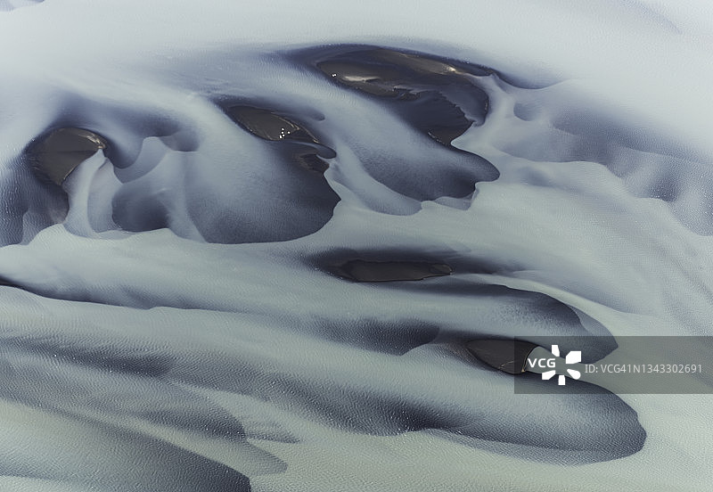 冰岛西南海岸辫状河1500英尺高空航拍图片素材