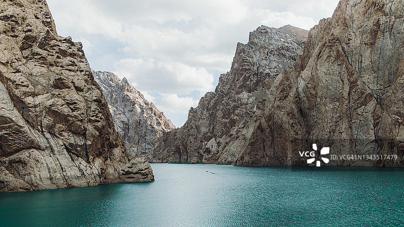 吉尔吉斯斯坦科尔苏风景秀丽的山间湖泊图片素材
