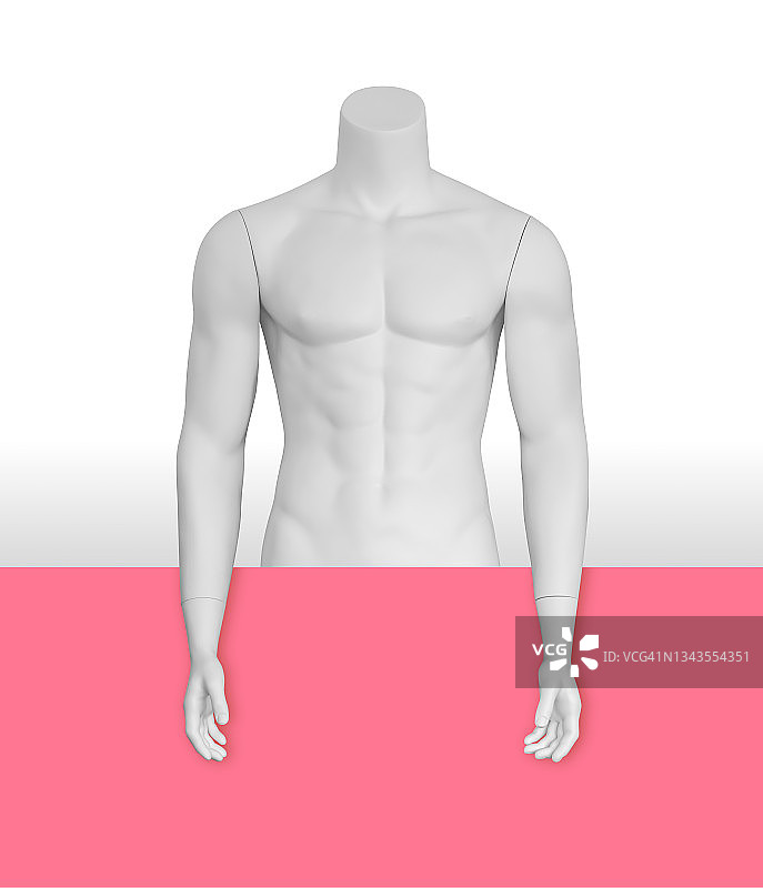 粉色面板前的人体模型躯干图片素材