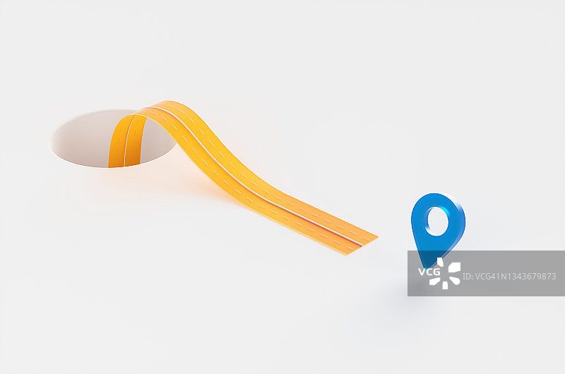 GPS概念图：白色背景上高速公路地下隧道的地图图钉图标图片素材