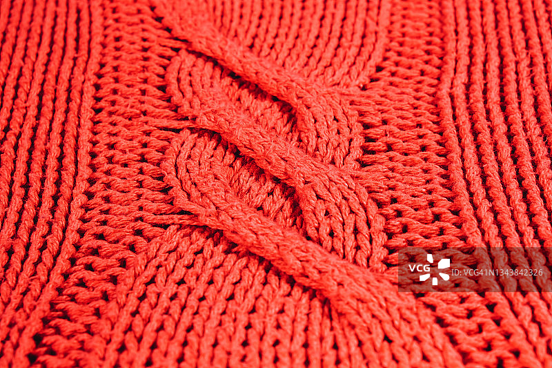 红色针织毛衣特写图片素材
