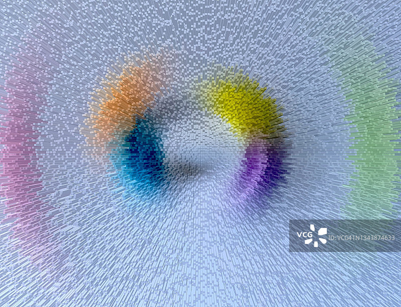 白色背景上彩色皱纹纸的放射状挤压抽象漩涡图片素材