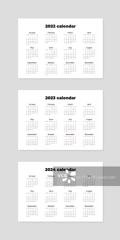2022、2023、2024年日历合集图片素材