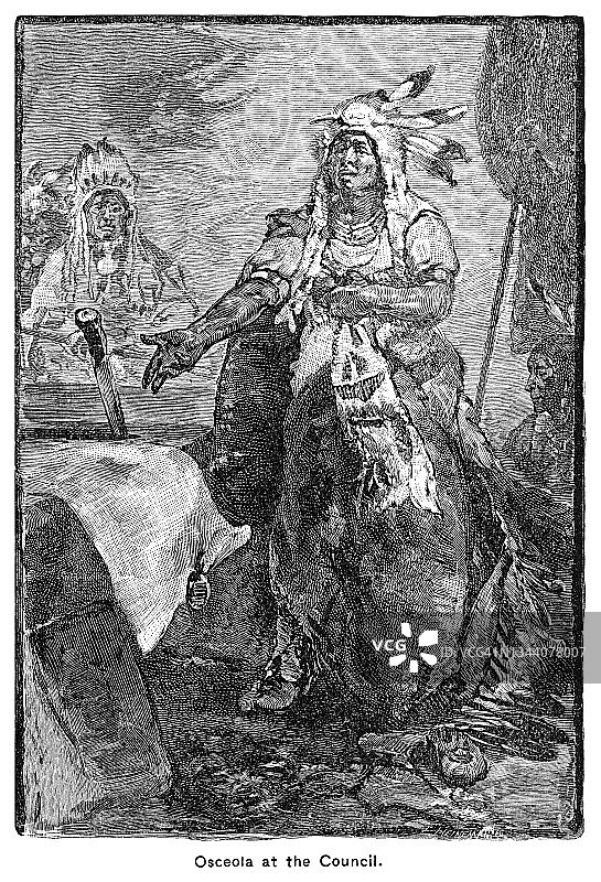 塞米诺尔人领袖奥西欧拉肖像图片素材