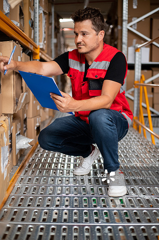 仓库工人记录并管理物品图片素材