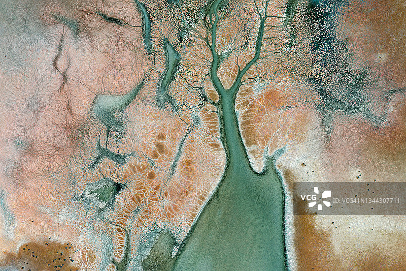 鸟瞰图的美丽的自然形状和纹理图片素材