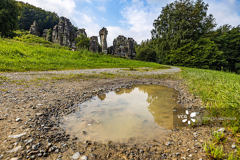 埃克斯特恩施泰因岩石和水坑（德国北莱茵-威斯特法伦州）图片素材