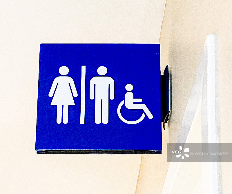 蓝白相间的卫生间标志图片素材