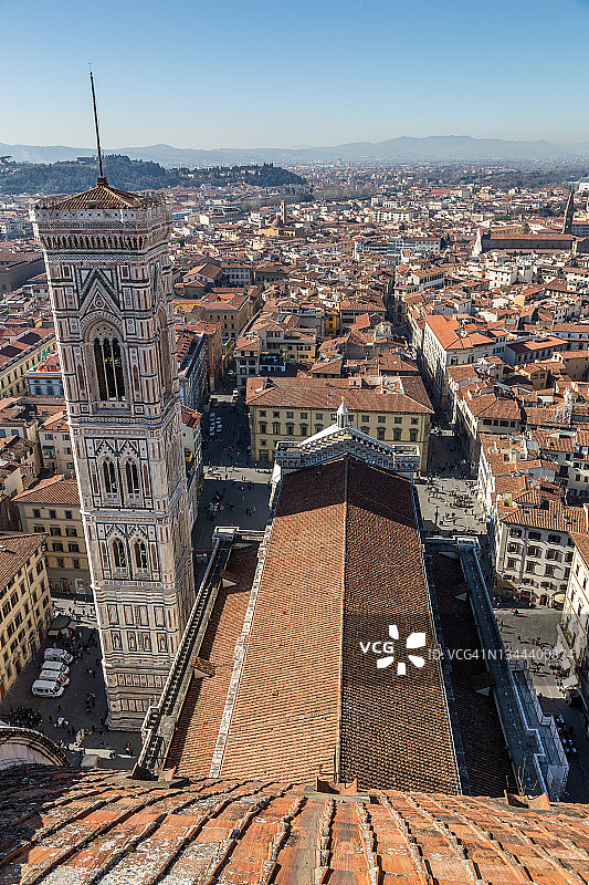从佛罗伦萨大教堂穹顶俯瞰佛罗伦萨天际线图片素材
