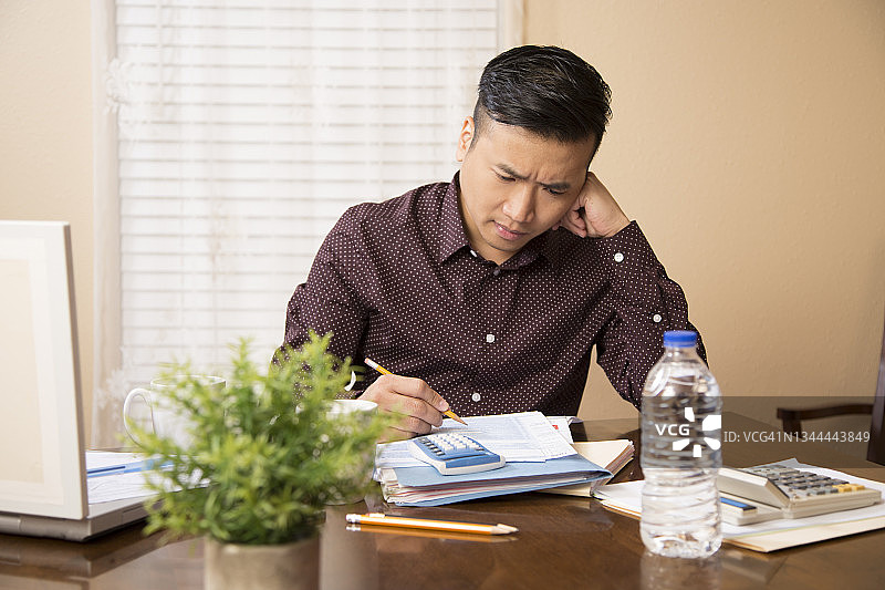 在家工作的年轻会计师图片素材