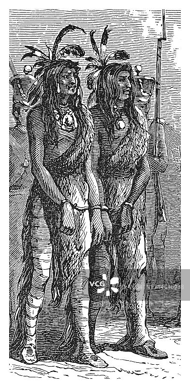 印第安酋长老旧插图图片素材