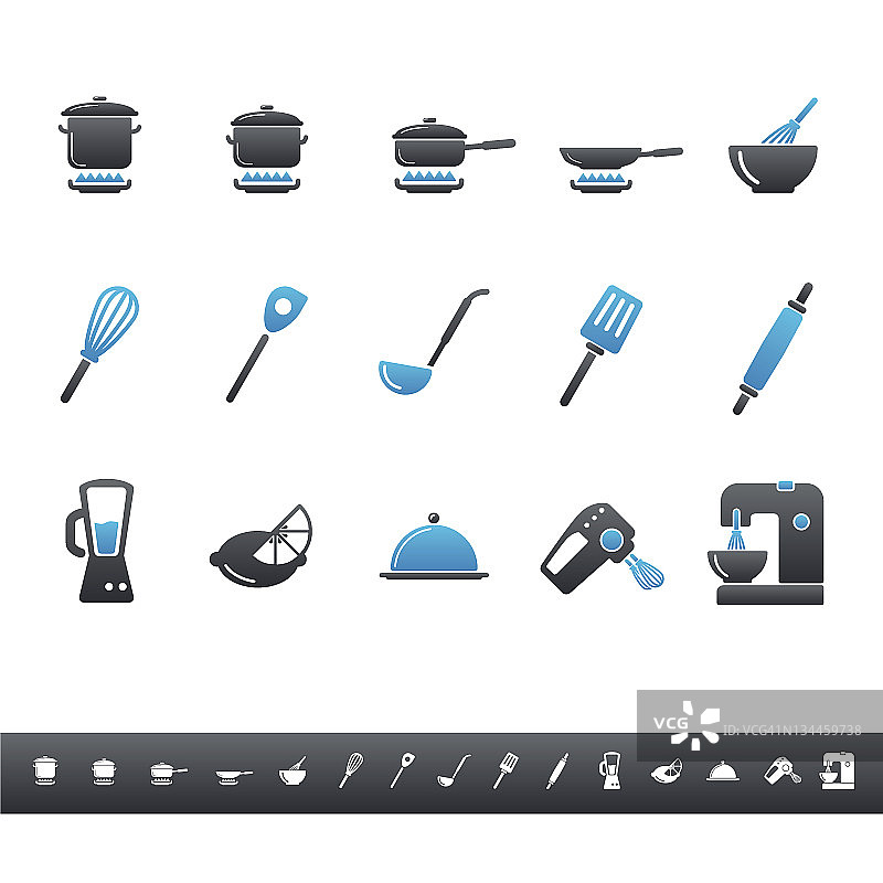 蓝灰色厨房工具图标图片素材