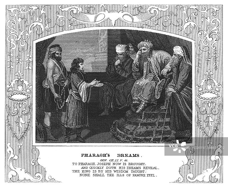 法老之梦古版画插图图片素材