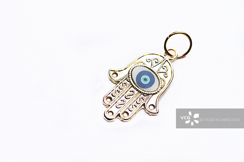 哈姆萨邪恶之眼，带来好运的手或法蒂玛之手，白色背景图片素材