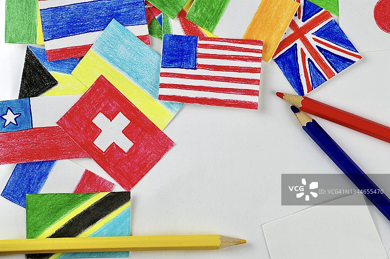 手绘世界旗帜图片素材