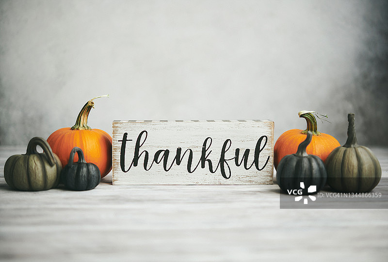 感恩节背景，包含“感恩”信息和南瓜系列图片素材