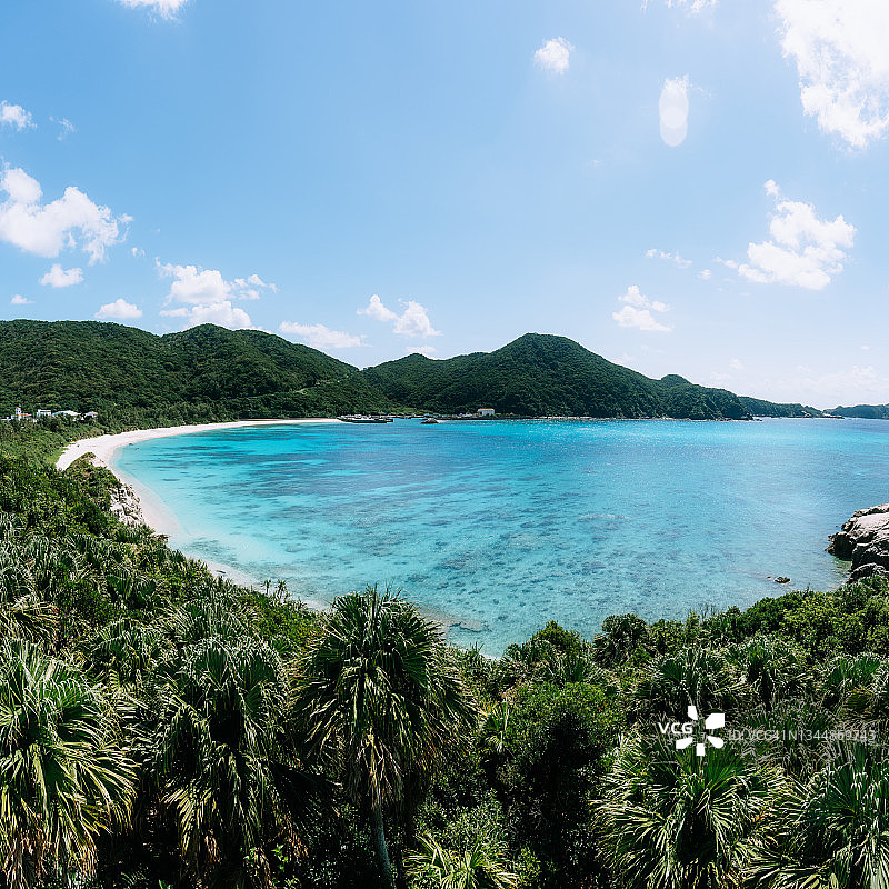 日本冲绳渡嘉敷阿波连热带岛屿海滩航拍图片素材