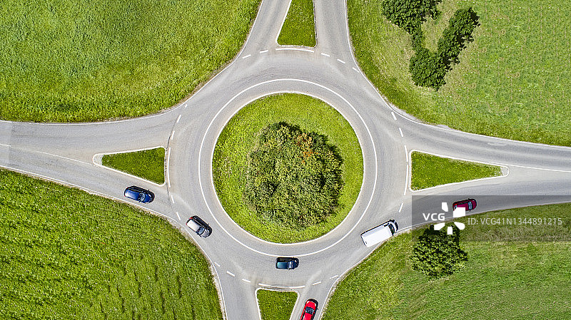 俯视环形交叉路图片素材