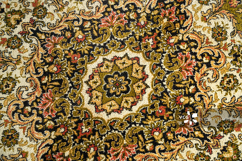 波斯地毯的图形图案特写图片素材