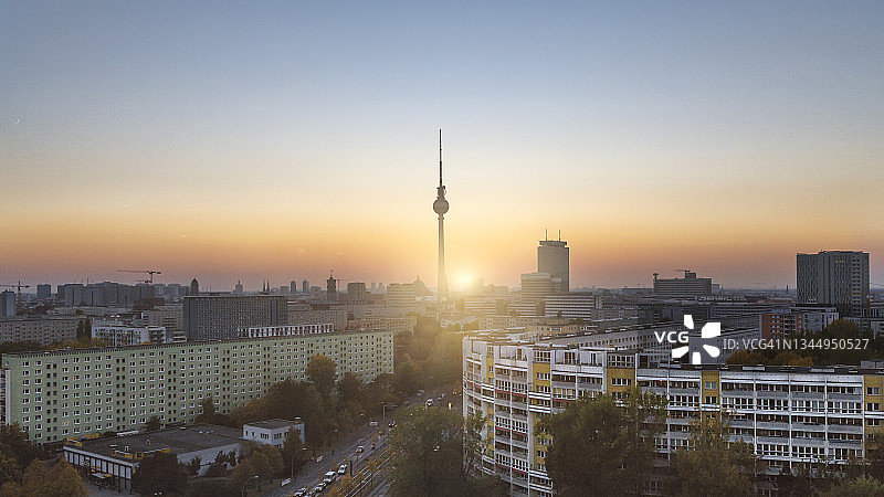 带有电视塔的柏林天际线图片素材
