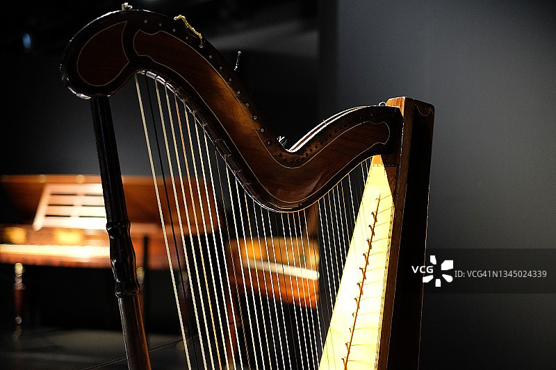 带有发光木绳和抽象模糊背景的古代阿尔帕琴图片素材