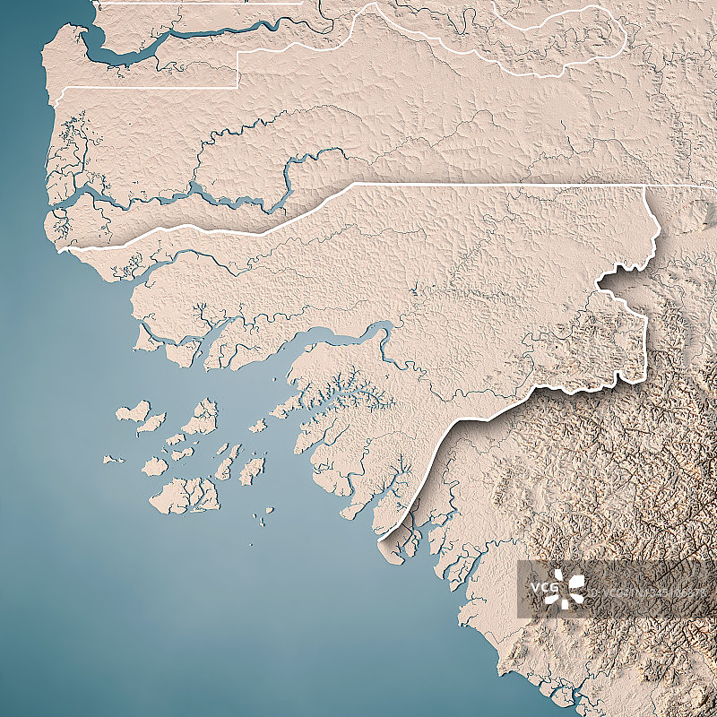 几内亚比绍3D地形图图片素材