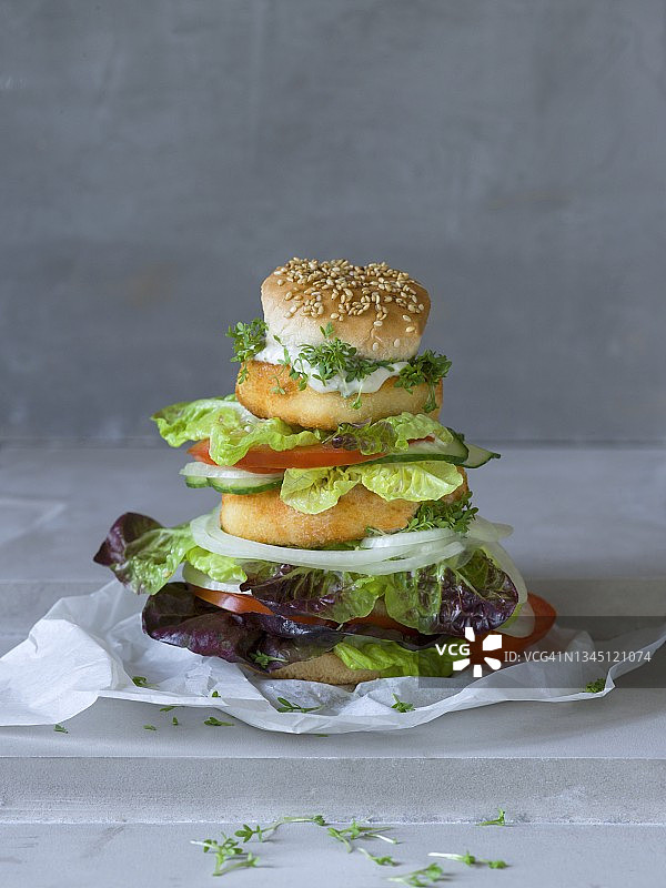 纸上的豆腐汉堡图片素材