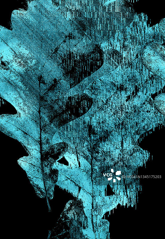 黑色纹理背景上的秋季水彩叶子抽象闪光拼贴艺术图片素材