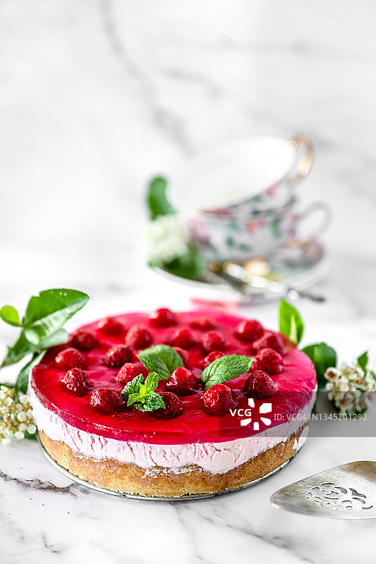 覆盆子芝士蛋糕图片素材
