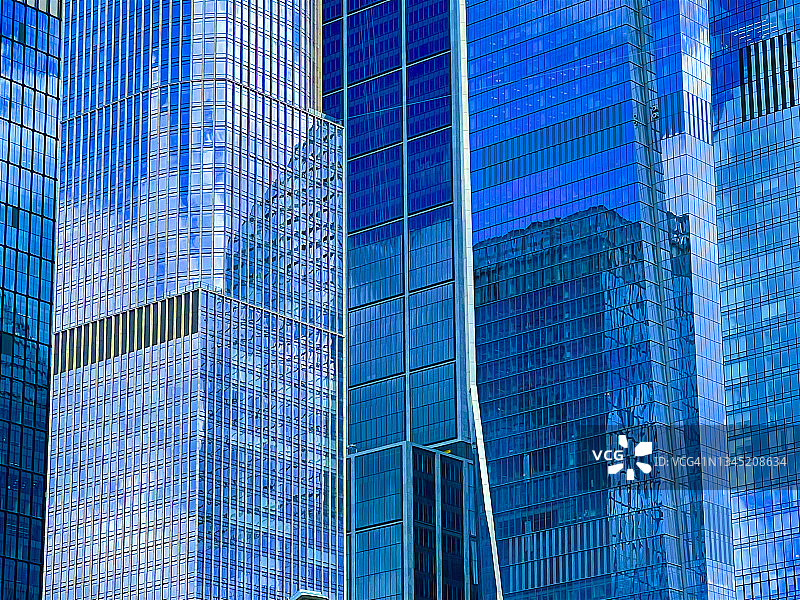 纽约哈德逊城市广场的玻璃和钢结构办公楼系列图片素材