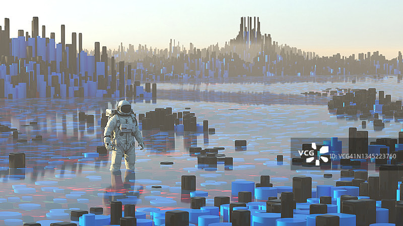 奇异星球上的宇航员图片素材