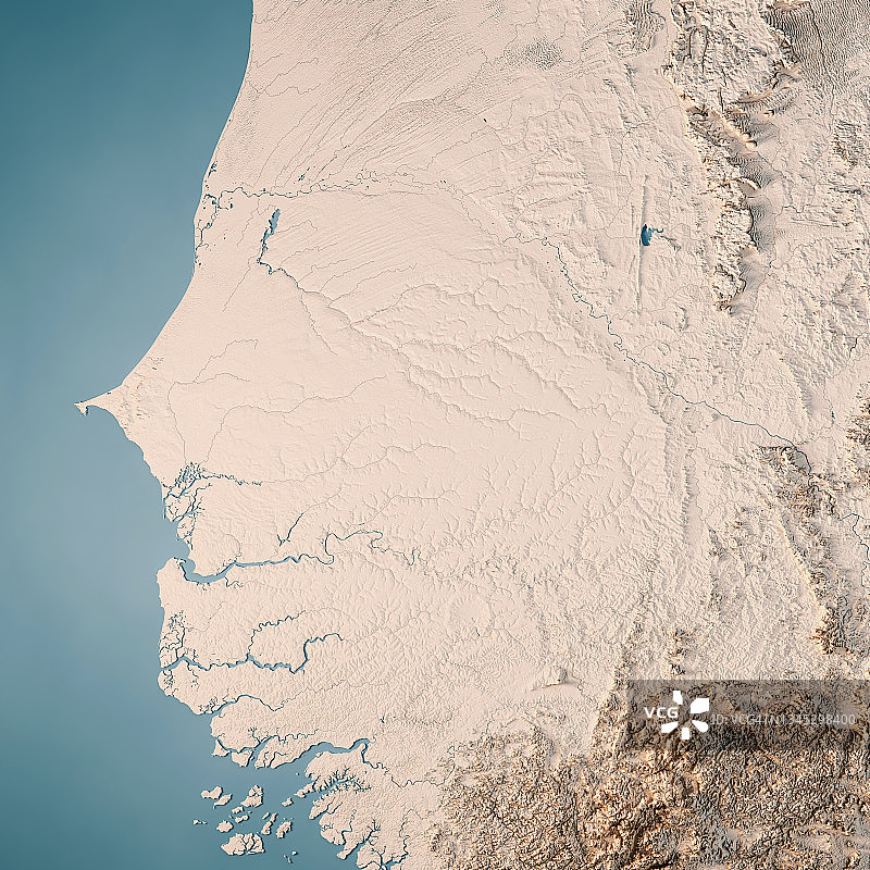 塞内加尔3D地形图图片素材