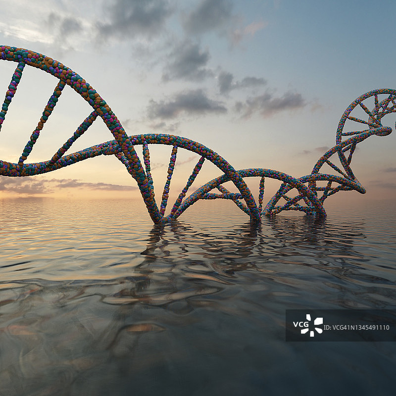 水中升起的DNA，插图图片素材